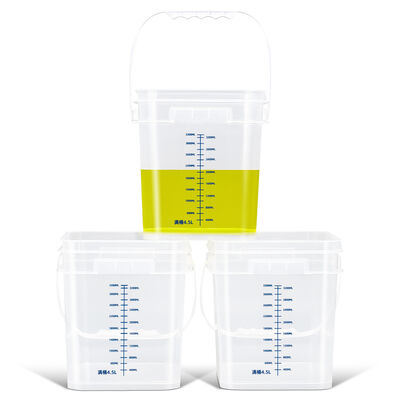 Купить Оптовая продажа 4л 10л 16л прозрачное полипропиленовое градуированное ведро экологически чистое утолщенное пустое пластиковое квадратное ведро с мерной шкалой для химических жидкостей Производство в сети