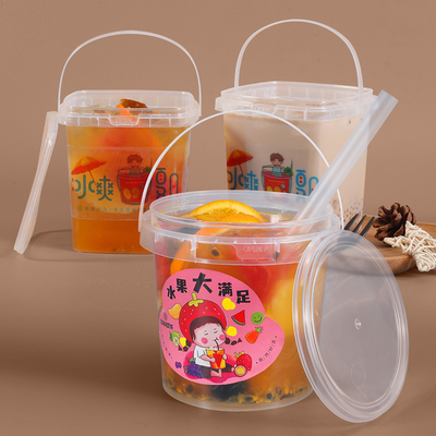 600ML Custom IML Printing Clear Plastic Buckets With Lids for Heat Transfer Printing 600ML Custom IML Printing Прозрачные пластиковые ведра с крышками для печати с тепловой передачей