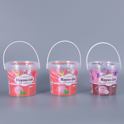 Продажа 2 л бело-черно-прозрачная пластиковая ведра с крышкой для закусок пищевого качества