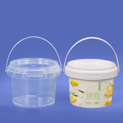 Mini Size Custom 300ml Plastic Bucket Clear Round Food Grade Sealed Bucket for Candy Popcorn Cookie Food Storage With Lid Handle